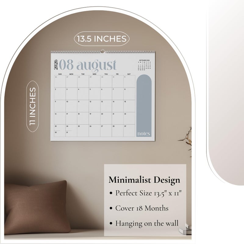Paper Play Wall Calendar 2026-2027 Hanging Calendar, Jan 2026 to June 2027, 13.5 x 11 Inch Monthly Calendar for Wall, 18 Months Spiral Twin-Wire Binding Wall Calendar Planner, Large Writing Blocks with Holidays - Image 2