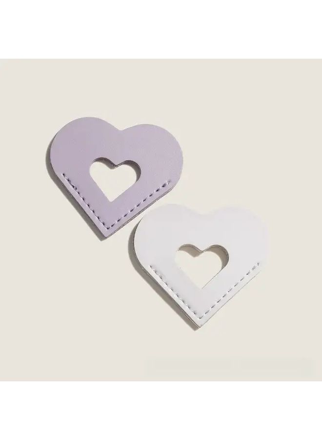Pink PU Leather Heart Bookmark Clip With Keyring Slot Portable Page Holder - Image 4