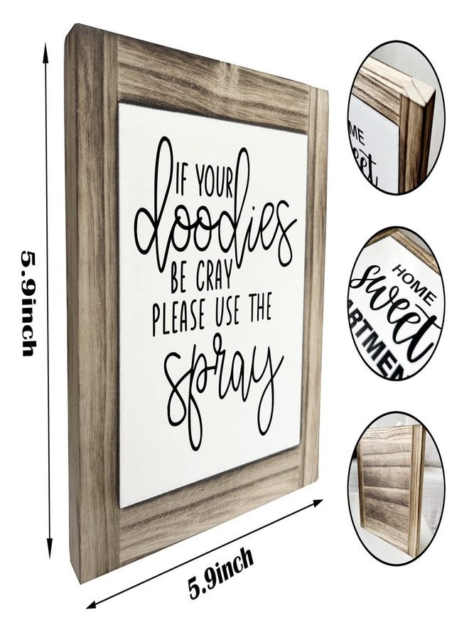 XJCUG Funny Restroom Wood Plaque Sign, If Your Doodies Be Cray, Box Wood Plaques Desk Décor 5.9×5.9×0.7inch, Bathroom Décor Farmhouse, Humorous Quote Signs for Restroom Décor, Kids Bathroom Décor - Image 2