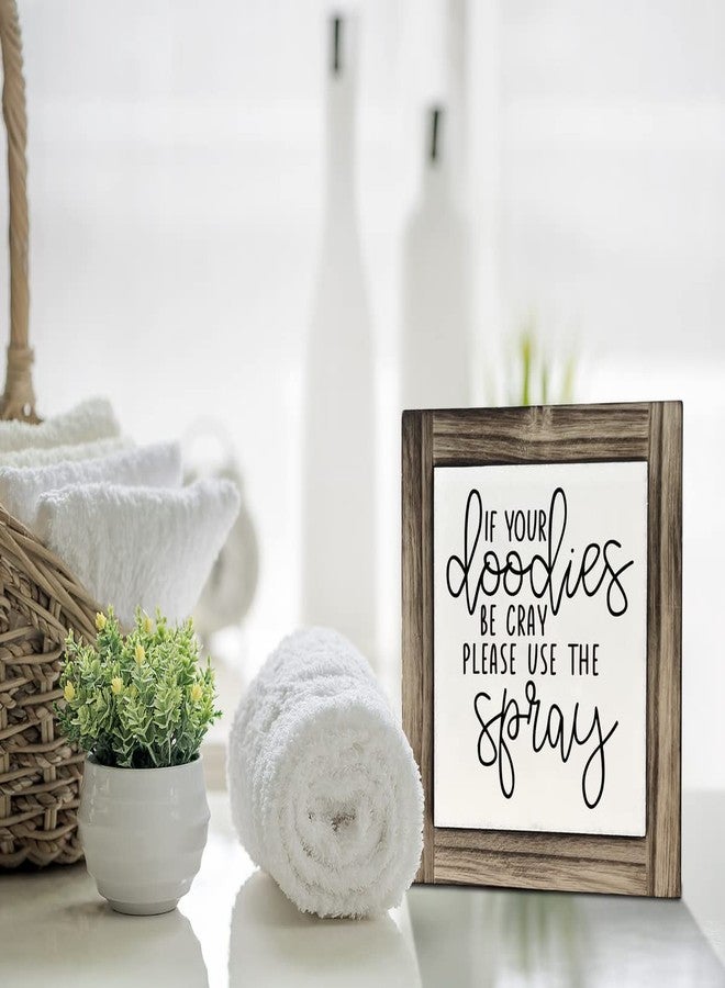 XJCUG Funny Restroom Wood Plaque Sign, If Your Doodies Be Cray, Box Wood Plaques Desk Décor 5.9×5.9×0.7inch, Bathroom Décor Farmhouse, Humorous Quote Signs for Restroom Décor, Kids Bathroom Décor - Image 4
