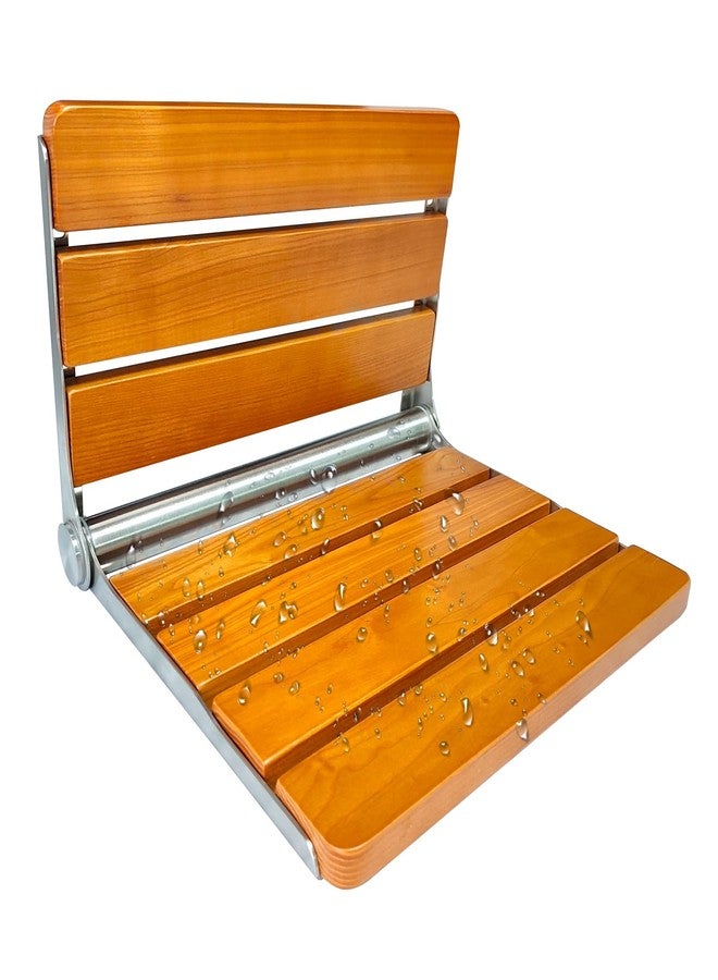 Sapiential Creation Folding Shower Seat Wall Mounted Shower Bench,Teak Wood Fold Down Shower Seat Wall Mounted Shower Seat Chair,Foldable Shower Bench 316 Stainless Steel Frame 450 lbs,1 Pack - Image 1
