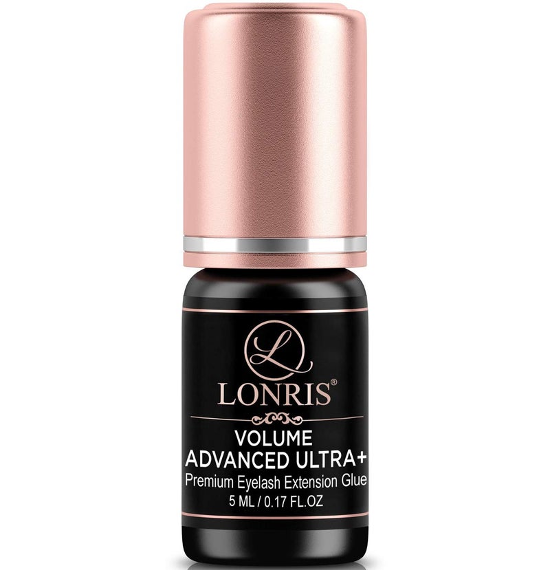 LONRIS 7-8 Weeks Retention/Eyelash Extension Glue Volume Advanced Ultra+ LONRIS Lash 5 ml/1-2 Sec Drying time/Maximum Bonding/Semi-Permanent Extensions Supplies/Professional Use Only Black Adhesive - Image 1