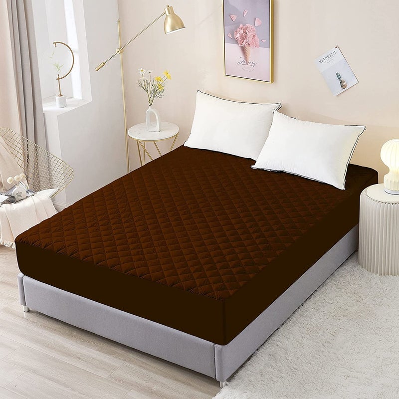 DECOBASKET Microfiber Waterproof Fitted King Size Mattress Protector with New Breathable Fabric 72 Inch x 78 Inch x 12 Inch Brown - Image 1