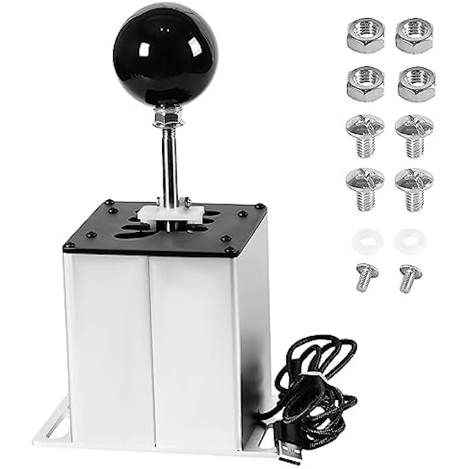 rayihni USB SIMULATOR SHIFTER COMPATIBLE WITH LOGITECH G29 /G27 /G25 /G920 T300RS/GT STEERING WHEEL , APPLICABLE FOR ATS ETS DUST WRC SIM RACING GAMES H SHIFTER WITH CARBON FIBER GRIP - 6+R WHITE(PC SYSTEM) - Image 1