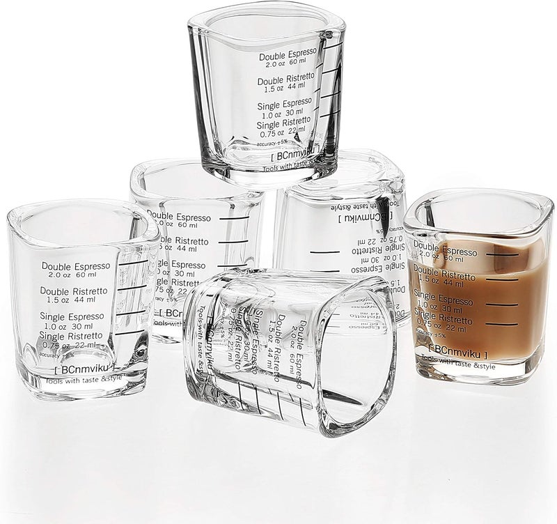 BCnmviku Espresso Shot Glass Liquid Heavy Sturdy Glass Shot Glasses Measuring cup Wine Glass 6 Pack 2oz/60ml By (Sturdy 6Pack) - Image 1