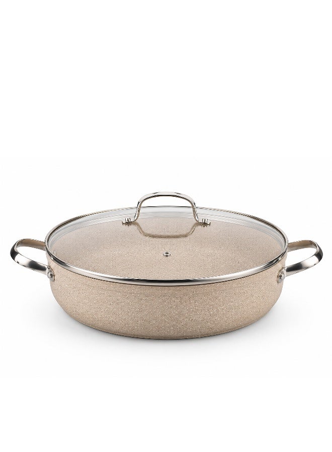 Korkmaz Granita 7 Pieces Non-Stick Cookware Set | Forged Aluminum Granite Coated Induction Base Cookware Pots and Pans Set | Beige - KA1272 - Image 4