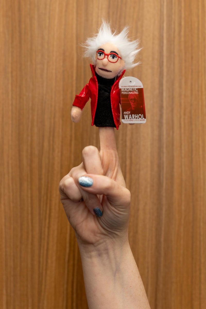 The Unemployed Philosophers Guild Andy Warhol Magnetic Personality - Plush Finger Puppet and Refrigerator Magnet, Approx 4" Tall - Image 2