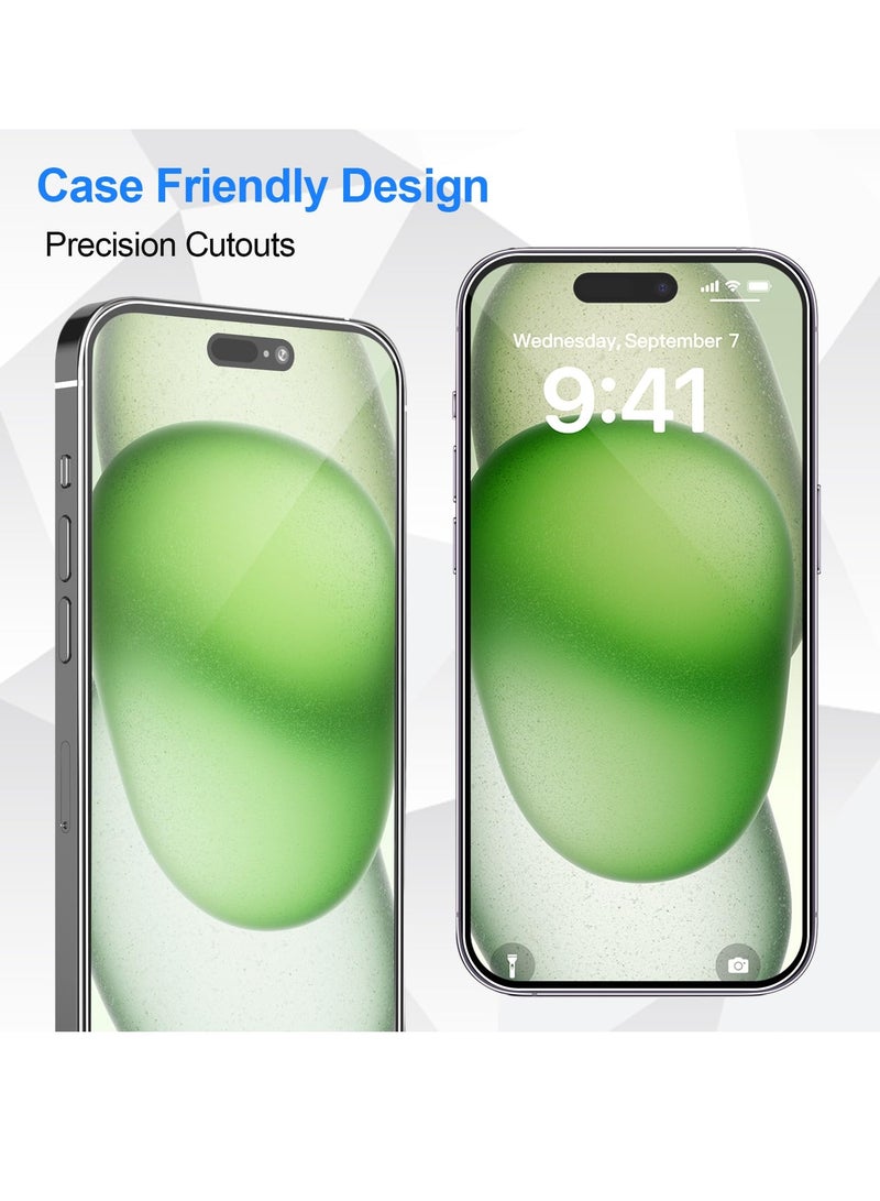 BORTONY iPhone 15 Screen Protector 6.1 Inch [3 Pack] HD Clear Tempered Glass Full Screen Case Friendly Anti-Scratch Bubble Free Compatible with Apple iPhone 15 - Image 5