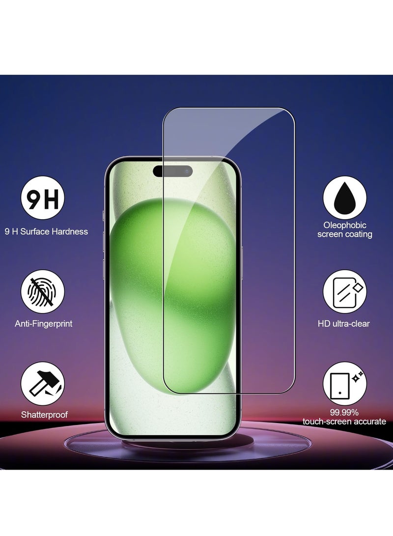 BORTONY iPhone 15 Screen Protector 6.1 Inch [3 Pack] HD Clear Tempered Glass Full Screen Case Friendly Anti-Scratch Bubble Free Compatible with Apple iPhone 15 - Image 2