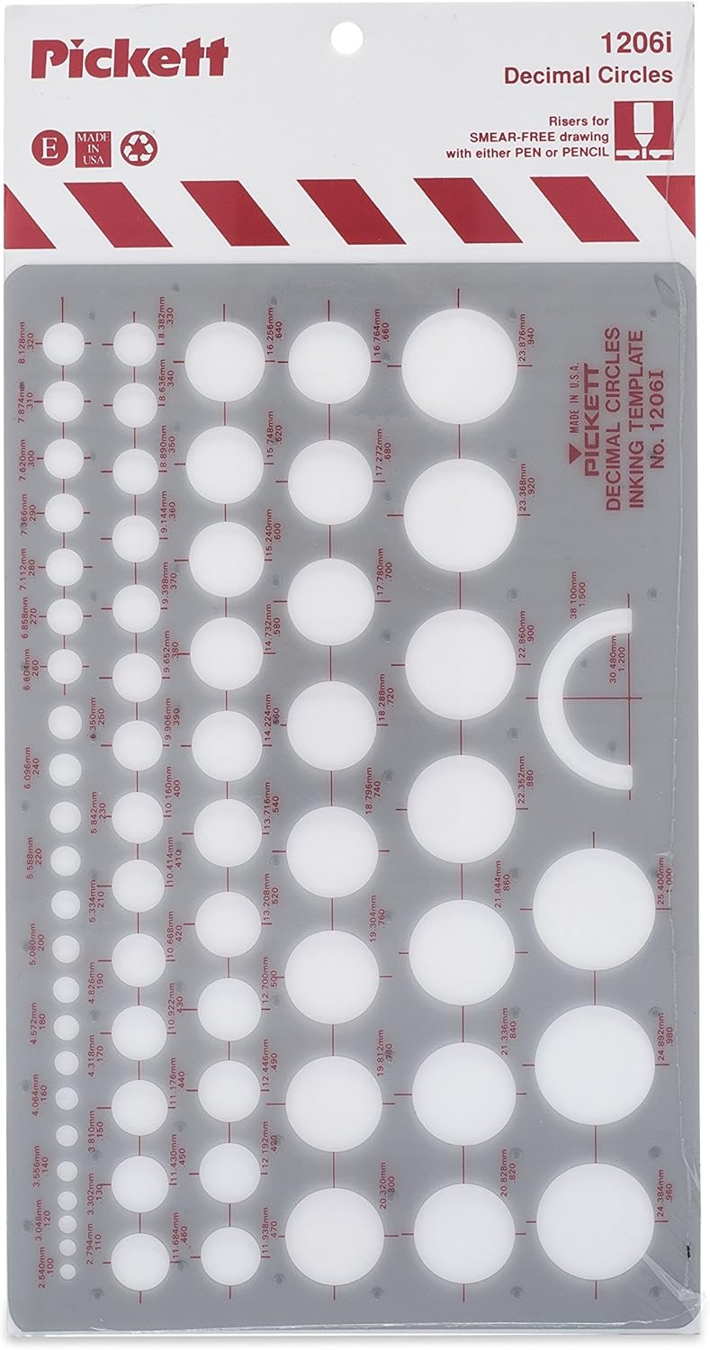 Decimal Circles Template, Circles Ranging in Size From .100 to 1.500 Inches (1206I)