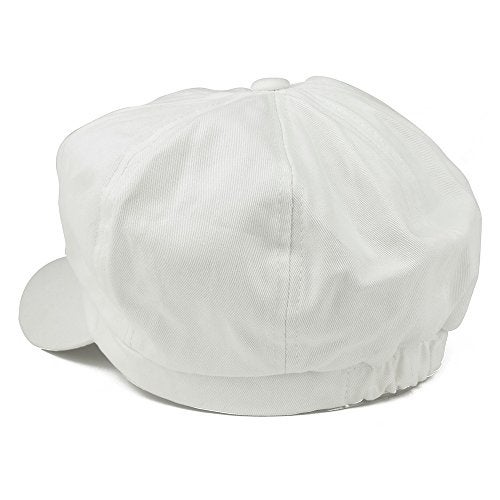 Armycrew Women's Lightweight 100% Cotton Soft Fit Newsboy Cap with Elastic Back - White - Image 3