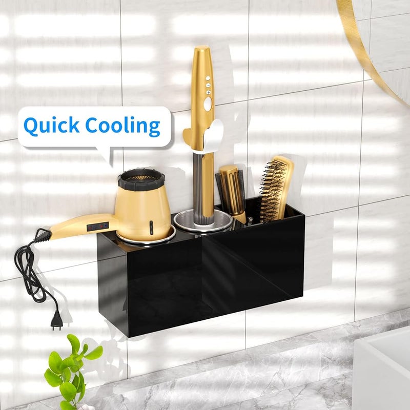 NIUBEE Hair Dryer Holder, Hair Tool Organizer Wall Mount, Blow Dryer Holder Cabinet Door, Bathroom Styling and Hot Tools Organizer for Flat Irons, Curling Irons (Black) - Image 3