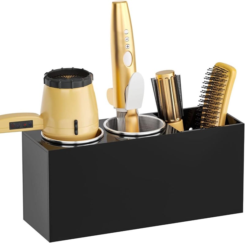 NIUBEE Hair Dryer Holder, Hair Tool Organizer Wall Mount, Blow Dryer Holder Cabinet Door, Bathroom Styling and Hot Tools Organizer for Flat Irons, Curling Irons (Black) - Image 1