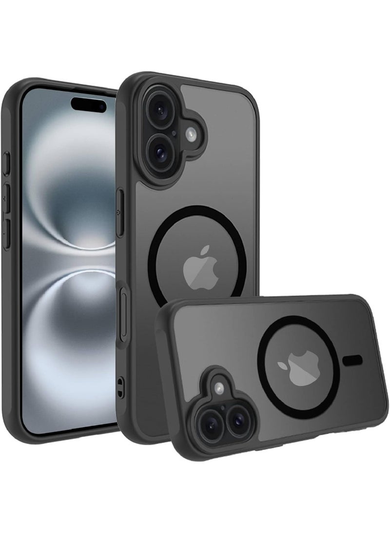 iPhone 16 MagSafe Case Magnetic Back Cover, Full Shockproof Protection, Translucent Matte Back, Slim Phone Cover with Strong Magnet for Apple iPhone 16 (2024) (Black) - Image 1