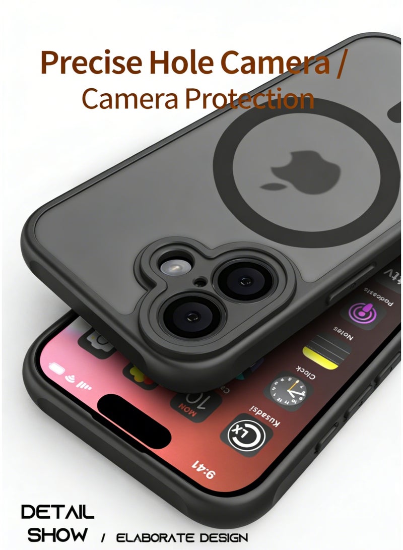 iPhone 16 MagSafe Case Magnetic Back Cover, Full Shockproof Protection, Translucent Matte Back, Slim Phone Cover with Strong Magnet for Apple iPhone 16 (2024) (Black) - Image 5