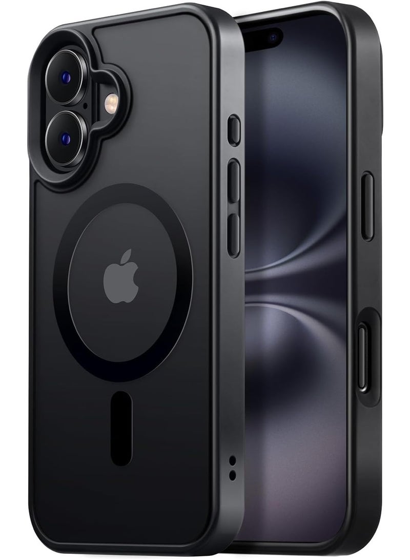iPhone 16 MagSafe Case Magnetic Back Cover, Full Shockproof Protection, Translucent Matte Back, Slim Phone Cover with Strong Magnet for Apple iPhone 16 (2024) (Black) - Image 2