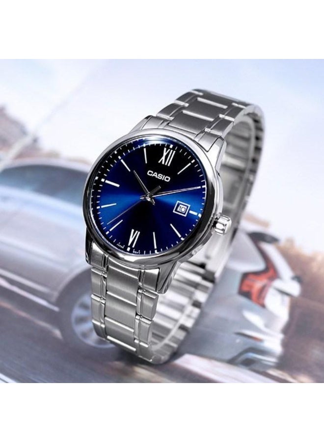 Casio MTP-V002D-2B3 Men’s Analog Stainless Steel Watch – Blue Dial, Gold-Tone Details, Date Display, Water Resistant - Image 4