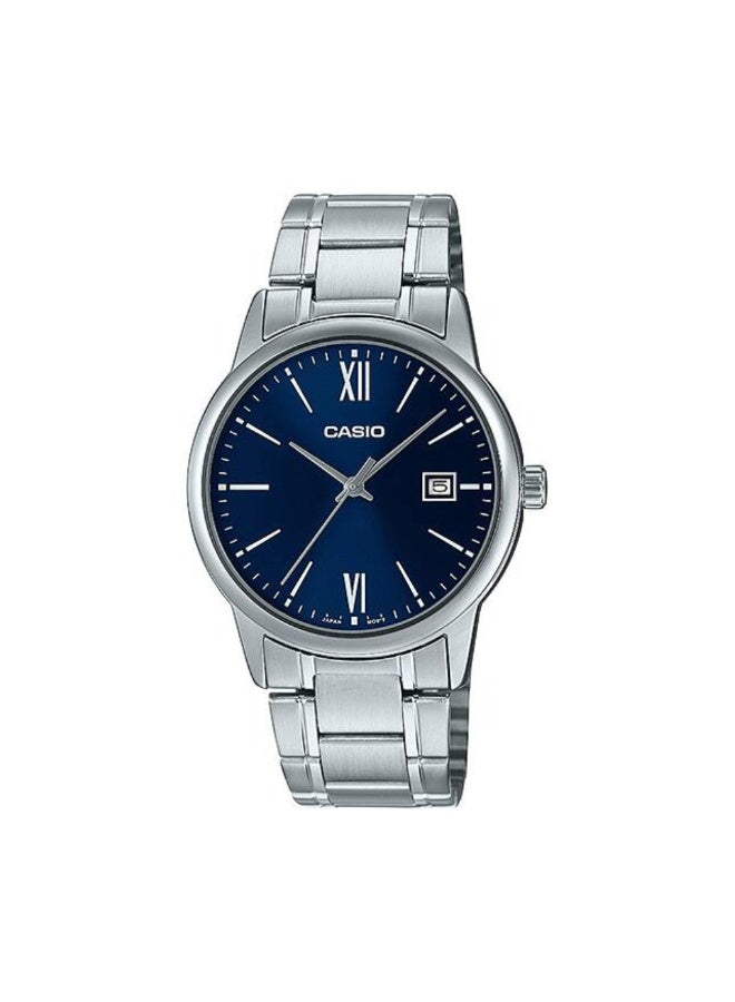 Casio MTP-V002D-2B3 Men’s Analog Stainless Steel Watch – Blue Dial, Gold-Tone Details, Date Display, Water Resistant - Image 1