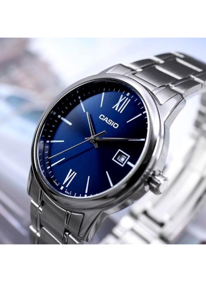 Casio MTP-V002D-2B3 Men’s Analog Stainless Steel Watch – Blue Dial, Gold-Tone Details, Date Display, Water Resistant - Image 2