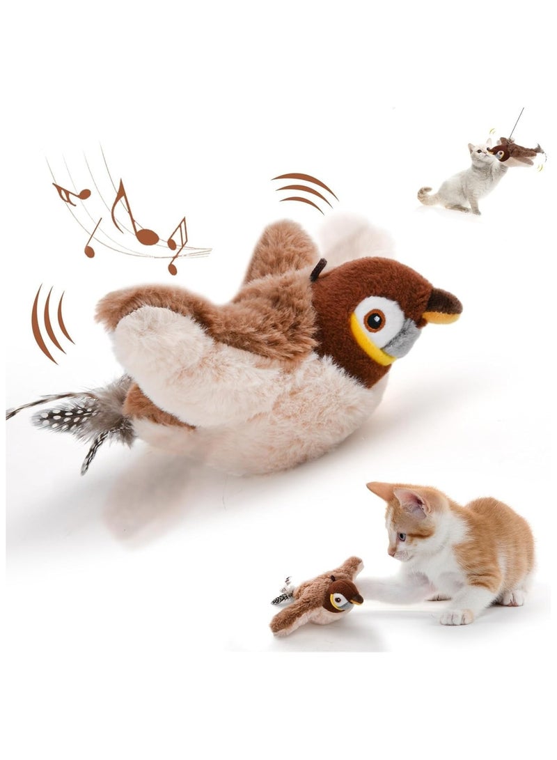 Soofam لعبة طائر زقزوق محاكية للقطط بأجنحة ترفرف، لعبة طائر ترفرف للقطط، ألعاب تفاعلية للقطط الطائرة لتمرين القطط الداخلية المملة - Image 1