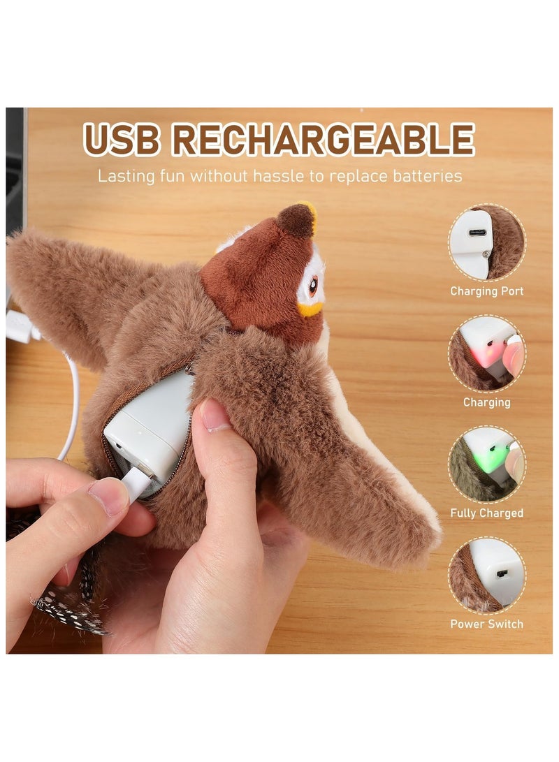 Soofam لعبة طائر زقزوق محاكية للقطط بأجنحة ترفرف، لعبة طائر ترفرف للقطط، ألعاب تفاعلية للقطط الطائرة لتمرين القطط الداخلية المملة - Image 5