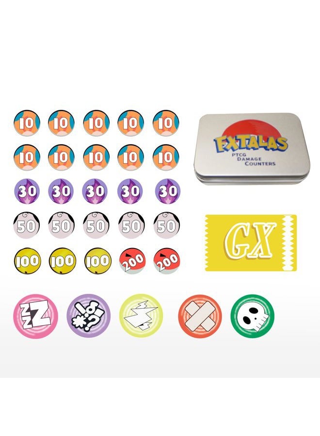 Extalas Damage and Status Counters Set of 31 Acrylic Effect Tokens Combatible with TCG (05) - Image 1