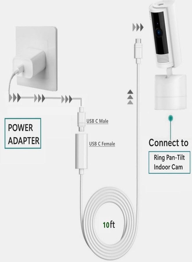 xsdtech 10ft Long Type C Extension Cable, USB C Male to Female Extender Cord Compatible with Ring Pan-Tilt Indoor Cam (2024 Release)， Mag-Safe Charger， iPhone16 /15 (White, 10FT) - Image 3