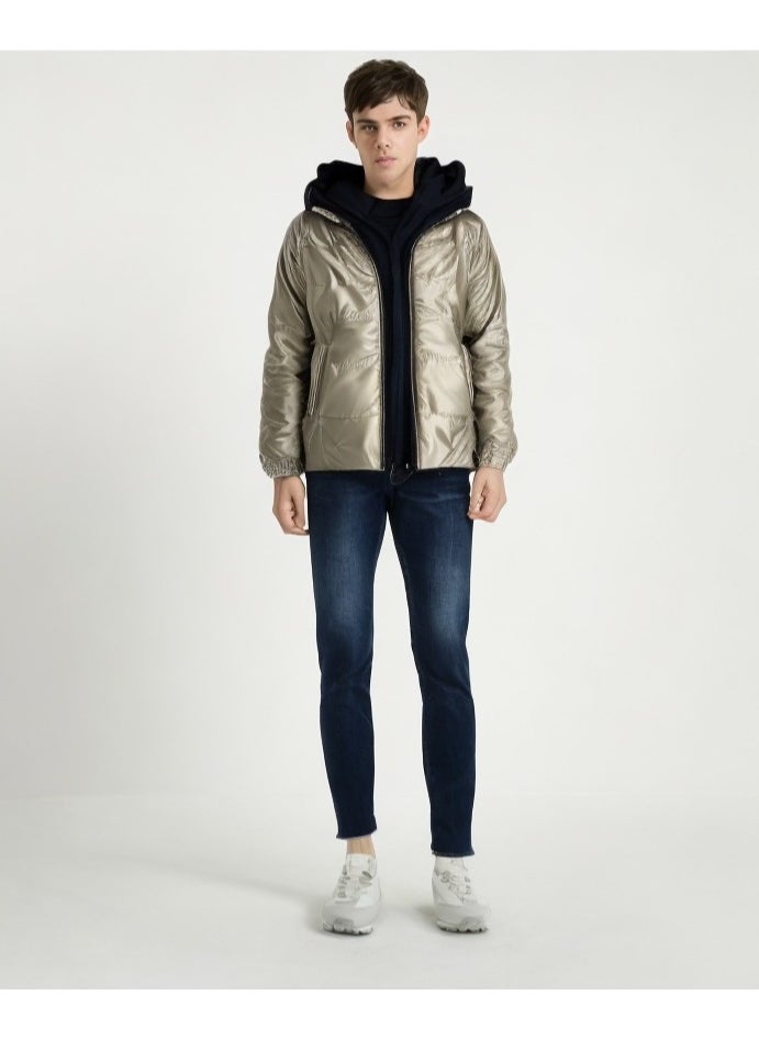 Maker - champagne Puffer Jacket with Black Hood - Image 1