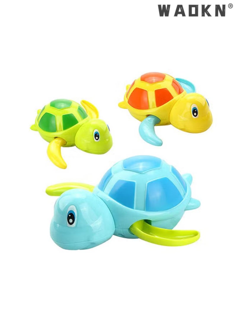 دبليو أيه أو كي أن 3 قطع من لعبة سلحفاة حمام سباحة للأطفال الصغار والسباحة في حوض الاستحمام وألعاب سلحفاة سباحة لطيفة للأولاد والبنات - Image 1