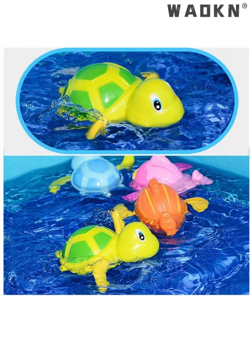دبليو أيه أو كي أن 3 قطع من لعبة سلحفاة حمام سباحة للأطفال الصغار والسباحة في حوض الاستحمام وألعاب سلحفاة سباحة لطيفة للأولاد والبنات - Image 3