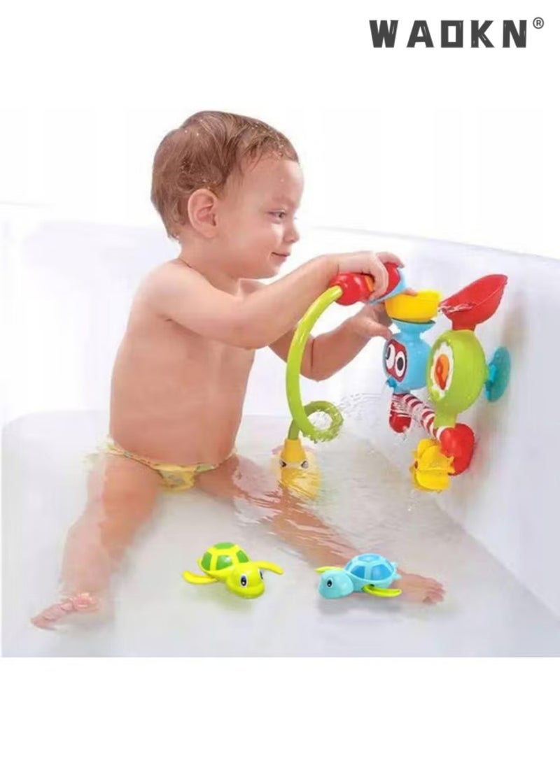 دبليو أيه أو كي أن 3 قطع من لعبة سلحفاة حمام سباحة للأطفال الصغار والسباحة في حوض الاستحمام وألعاب سلحفاة سباحة لطيفة للأولاد والبنات - Image 4