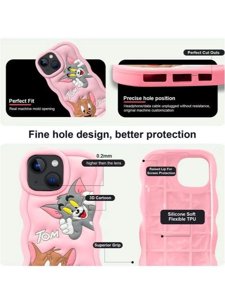 IAF For iPhone 16 Pro Max Cover Case with Camera Protection Cute 3D Soft Silicone Protective Design Cartoon Back Cover Silicone (Light Pink)  - Image 2