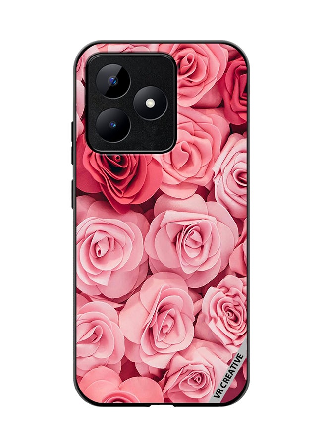 VR CREATIVE Protective Case Cover For Realme C53 Pink Rose Flowers Design Multicolour - Image 1