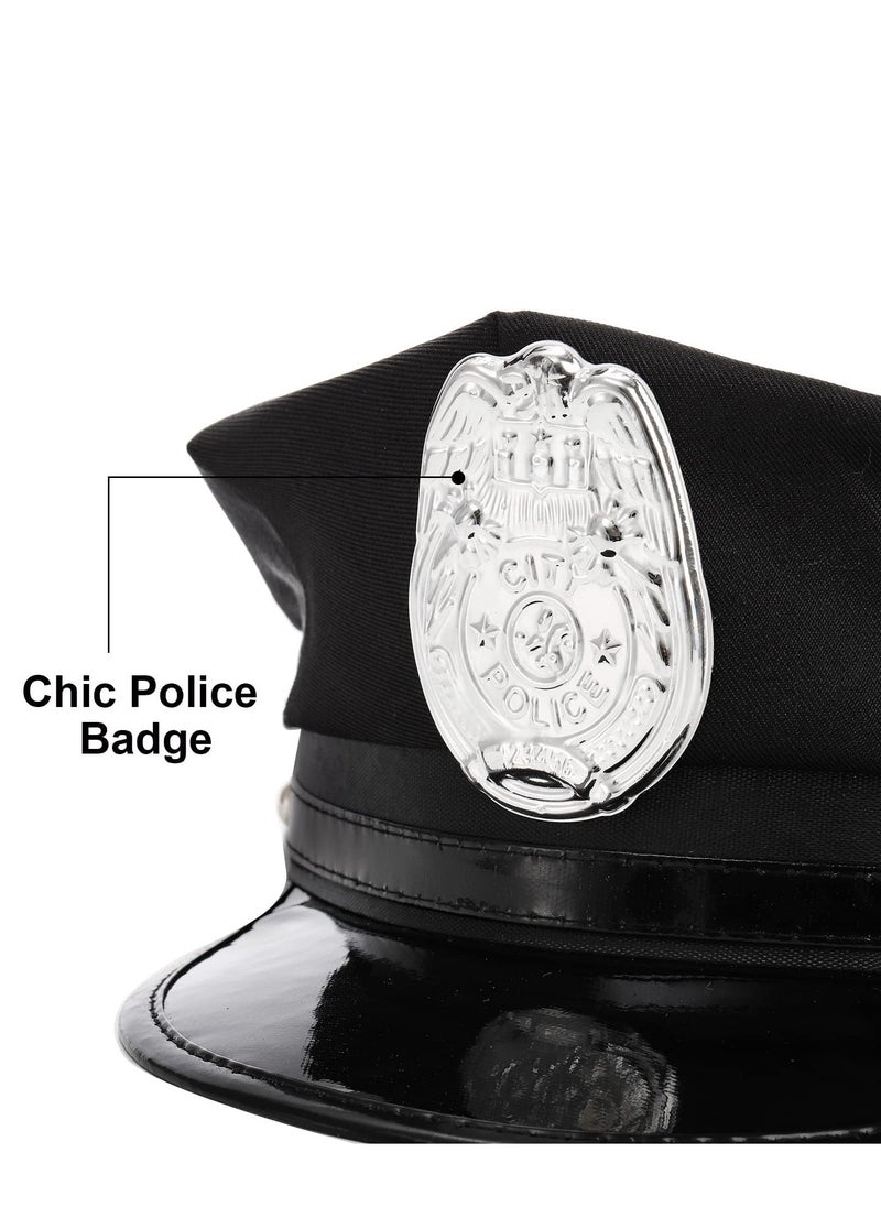 SYOSI - 4 Packs Black Police Hat Cop Adults Unique Officer Stage Performance and Party Funny Costume Accessory for Party Favor Supplies, Novelty Toys - Image 1