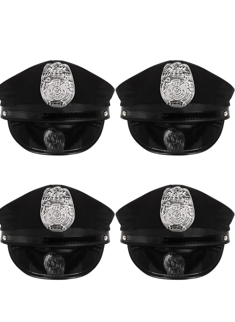 SYOSI - 4 Packs Black Police Hat Cop Adults Unique Officer Stage Performance and Party Funny Costume Accessory for Party Favor Supplies, Novelty Toys - Image 1