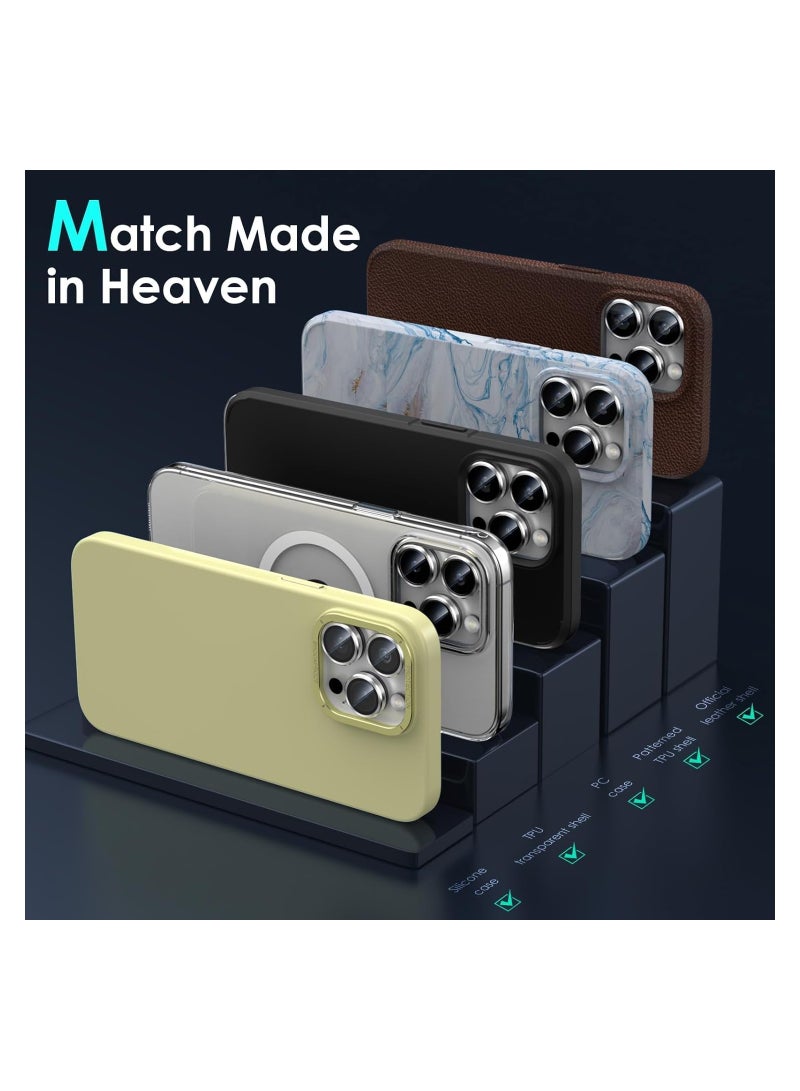 Compatible with iPhone 15 Pro Max with Integrated Camera Lens Protection, [Seamless Work with Magsafe] [Metallic Glossy Soft Bumper], Diamond Clear Stylish Case (Natural Titanium) - Image 3