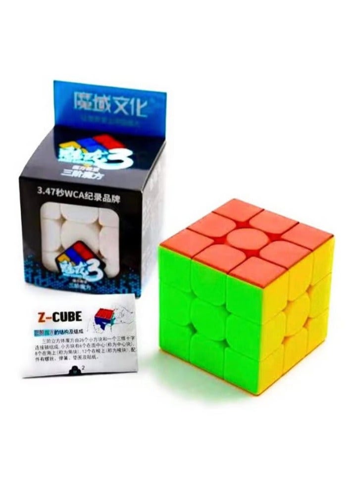 مكعب روبيك 3×3 بدون ستيكرات لاصقة سحري سلس وسريع الدوران لالعاب العقل والتفكير والبازل، طفل - Image 3