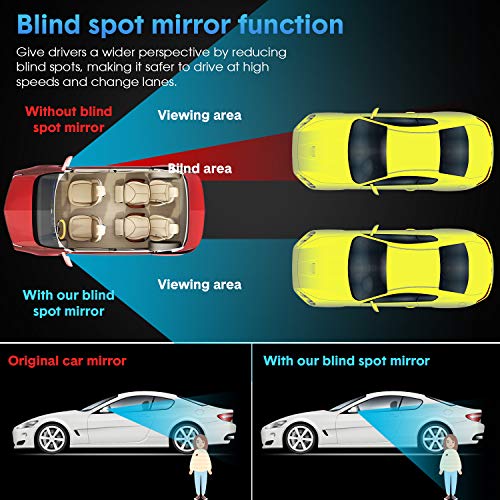 BBTO Blind Spot Car Mirror 4 Pack 360 Degree Glass Traffic Safety Rearview Mirror Rectangle Convex Spot Frameless Adjustable Self Adhesive Angle for Larger Image - Image 4