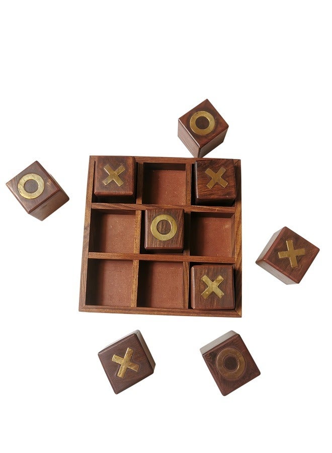 Handmade Nature Wood Tic Tac Toe Board Game Set ( 20 x 20 cm) - Image 3