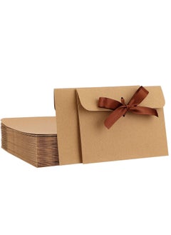 KASTWAVE 50 Pack of Envelopes with Ribbon Kraft Paper Envelope Bags for Invitations, Wedding Parties, Valentine'S Day, Thanksgiving Vintage Envelopes  - Image 1