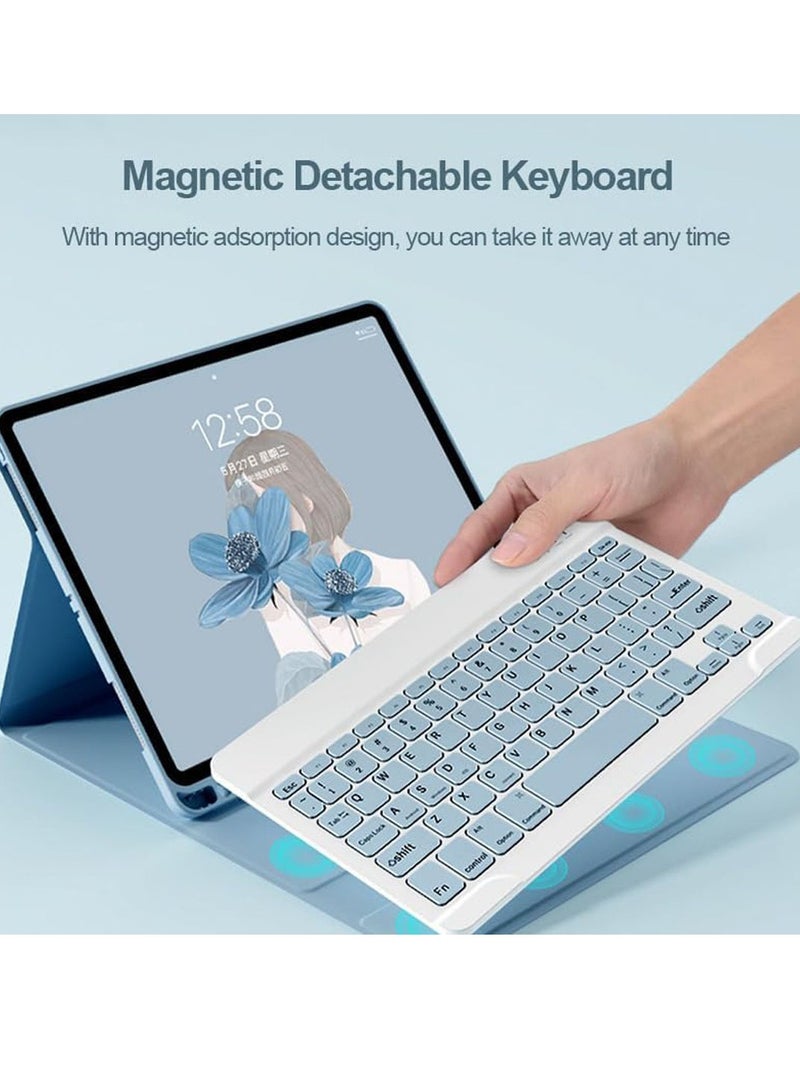 general Cute Color iPad Keyboard Case for 10.2''9th Generation/8th Gen/7th Gen/Air3/iPad Pro 10.5 - Protective Case with Pencil Holder and Bluetooth Detachable Keyboard (MistyBlue) - Image 2