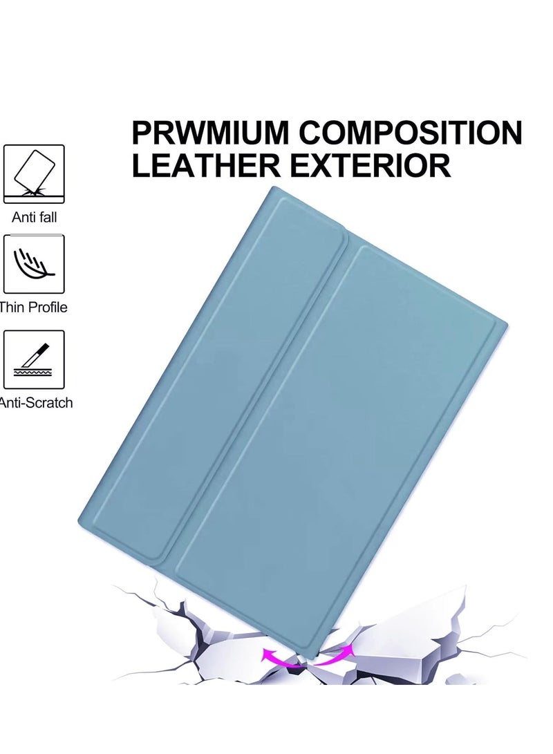 general Cute Color iPad Keyboard Case for 10.2''9th Generation/8th Gen/7th Gen/Air3/iPad Pro 10.5 - Protective Case with Pencil Holder and Bluetooth Detachable Keyboard (MistyBlue) - Image 3