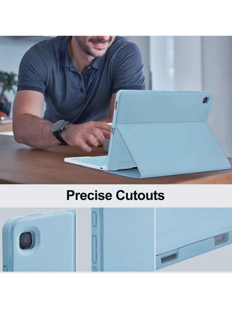 general Cute Color iPad Keyboard Case for 10.2''9th Generation/8th Gen/7th Gen/Air3/iPad Pro 10.5 - Protective Case with Pencil Holder and Bluetooth Detachable Keyboard (MistyBlue) - Image 4