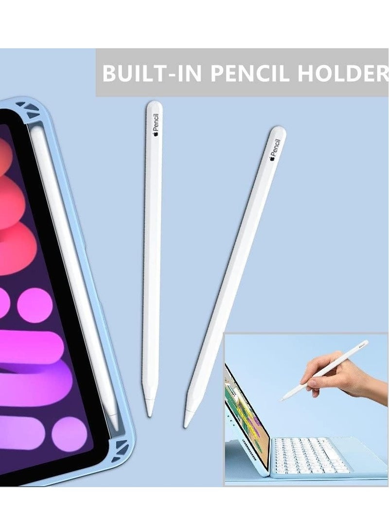 general Cute Color iPad Keyboard Case for 10.2''9th Generation/8th Gen/7th Gen/Air3/iPad Pro 10.5 - Protective Case with Pencil Holder and Bluetooth Detachable Keyboard (MistyBlue) - Image 5