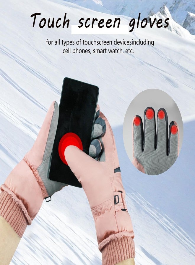 Feelorna Women Ski Gloves, Windproof Thermal Touchscreen Gloves Waterproof Surface and Fleece Lined Winter Warm Gloves for Skiing Cycling Riding Outdoor Sports (Pink) - Image 4
