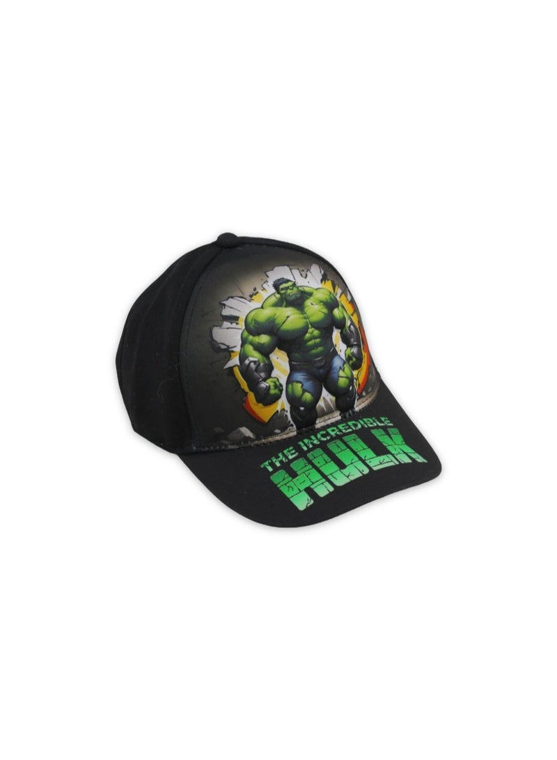 Boys Cap – Black with Hulk Print - Image 1