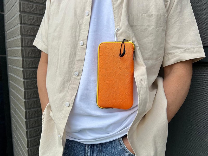 OneJoy Neoprene Phone Pouch, Lightweight Protective Cellphone Sleeve with Large Zipper Opening, Inner Pocket, Thermal Insulated, Durable Cell Phone Carrier for iPhone & Smartphones [ Orange ] - Image 2