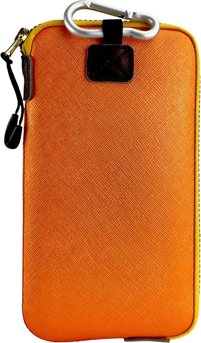 OneJoy Neoprene Phone Pouch, Lightweight Protective Cellphone Sleeve with Large Zipper Opening, Inner Pocket, Thermal Insulated, Durable Cell Phone Carrier for iPhone & Smartphones [ Orange ] - Image 1