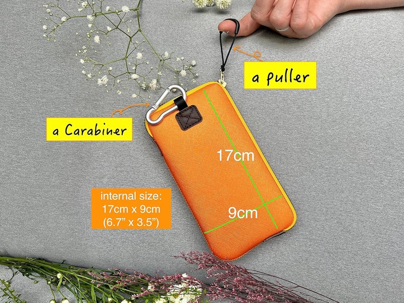 OneJoy Neoprene Phone Pouch, Lightweight Protective Cellphone Sleeve with Large Zipper Opening, Inner Pocket, Thermal Insulated, Durable Cell Phone Carrier for iPhone & Smartphones [ Orange ] - Image 5