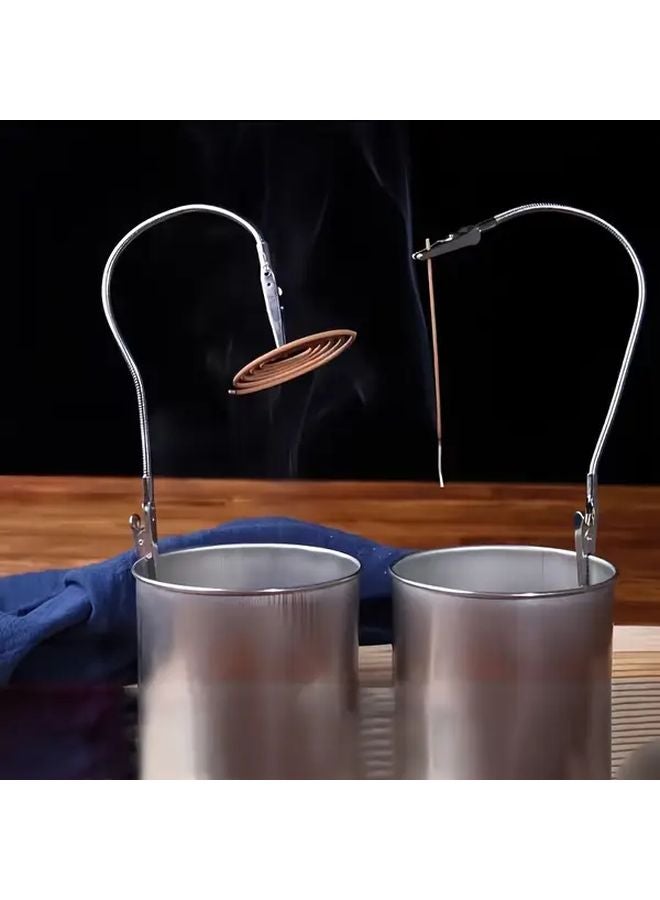 2025 New 10pcs Stainless Steel Portable Vertical Incense Holder Adjustable Dual Alligator Clips Heat Resistant Anti Tilt Design - Image 5